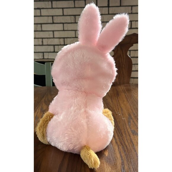Hug Fun Brown Dog Plush in Pink Bunny Suit, 9in x 16in - Picture 2 of 4